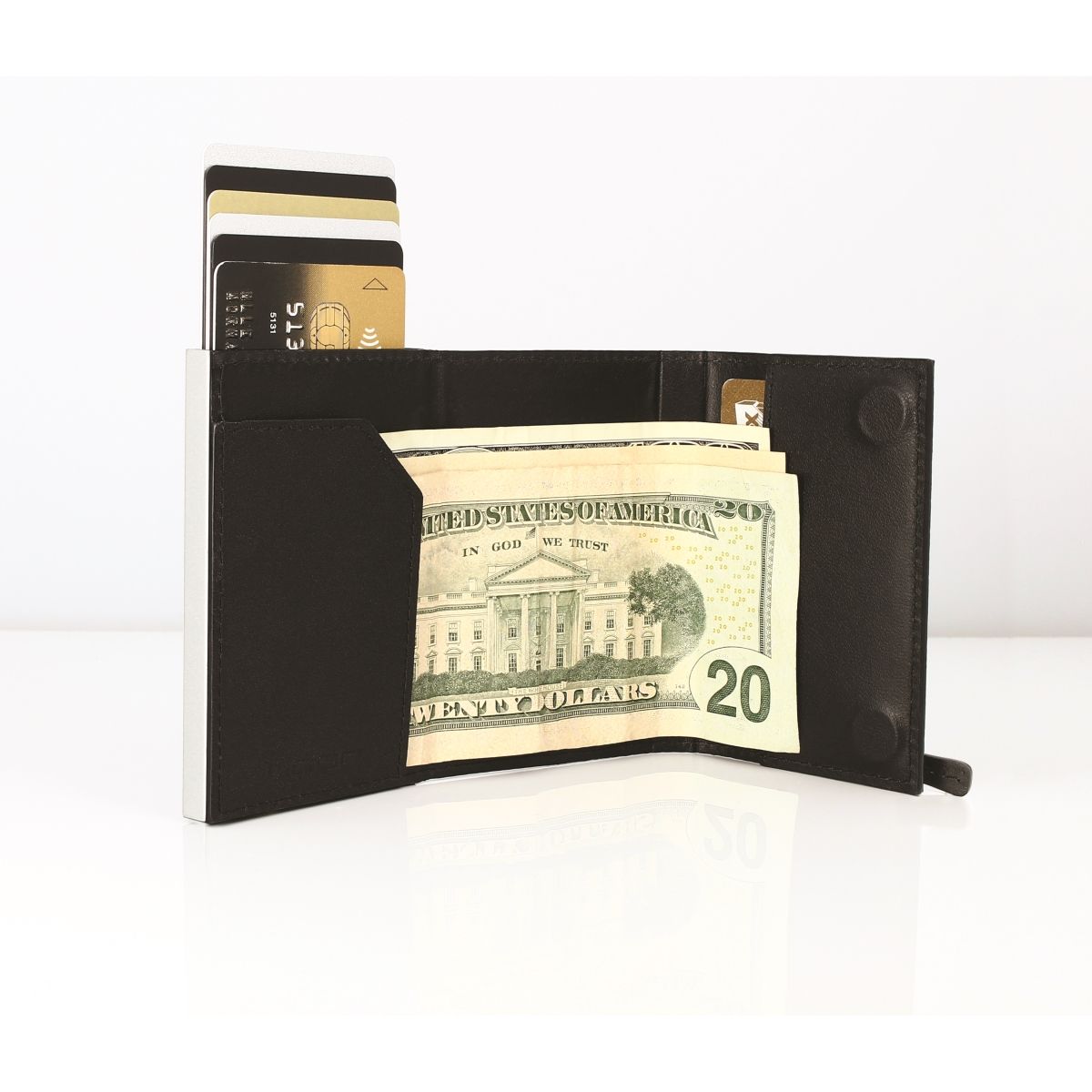 OGON Cascade Card Case Wallet With Zipper - Black